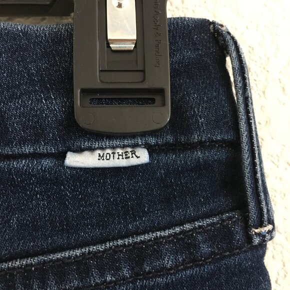 Mother Jean Womens 27 Skinny The Looker Ankle Fray Invitation Only Dark Blue - Picture 11 of 15